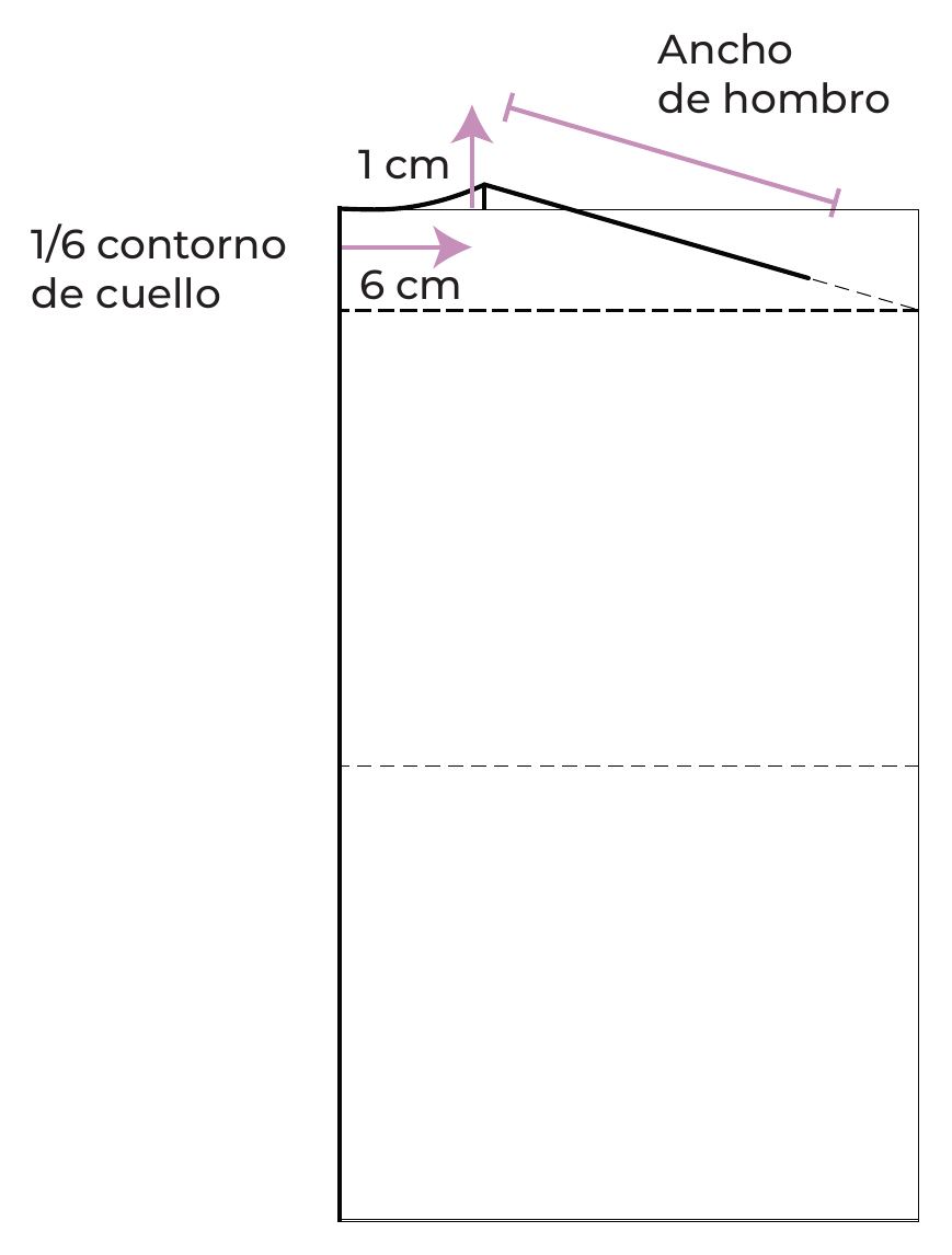 Escote y ancho de hombro de la espalda